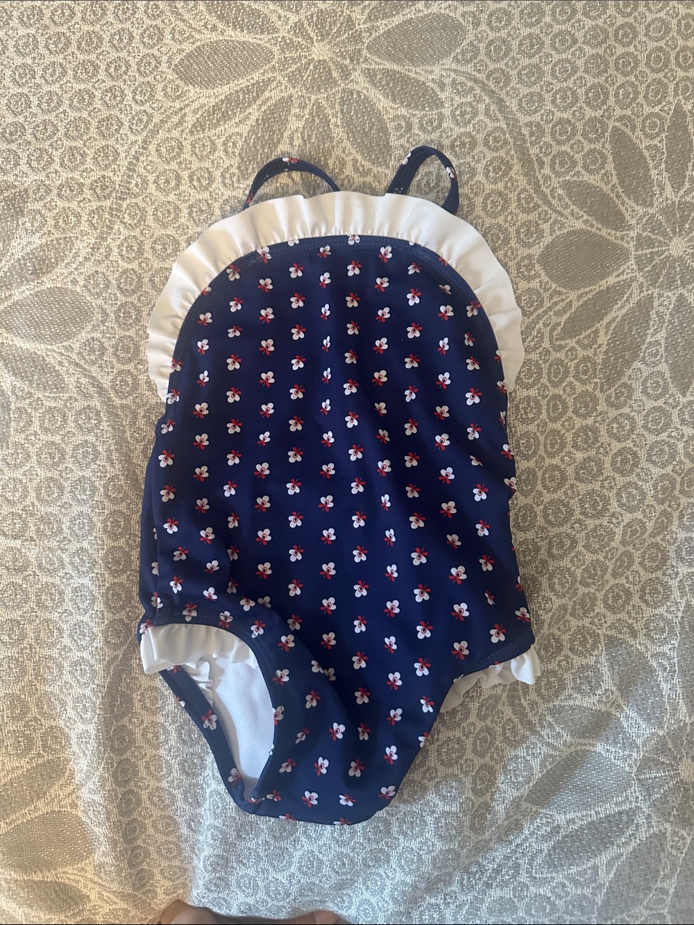 Janie and Jack Navy Floral Ruffle One-Piece